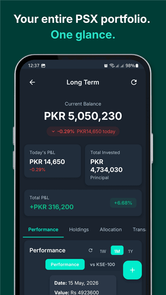 PakInvest: PSX Portfolio app screen 1